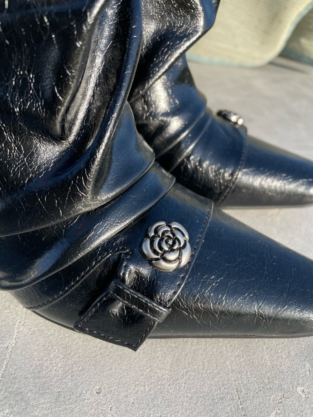 Knee High Boots Chunky Heel Fold Over Slouchy Boots Size 6.5 - Picture 14 of 17